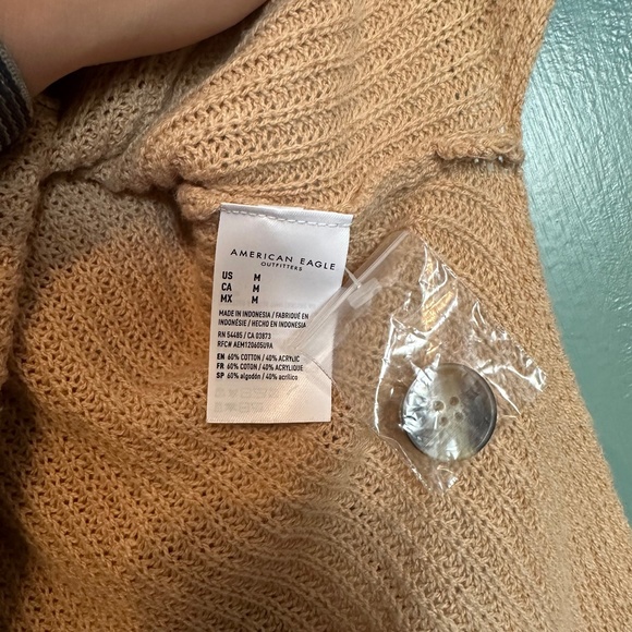 American Eagle Oversized Side Slit Button Up Cardigan - Tan - Picture 9 of 9